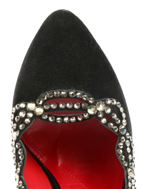 Туфли из кожи на высоком каблуке декорированные кристаллами - Обтравка3