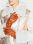 Перчатки из кожи с логотипом Moschino  –  МодельОбщийВид