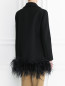 Однобортное пальто декорированное перьями страуса Moschino Boutique  –  Модель Верх-Низ1