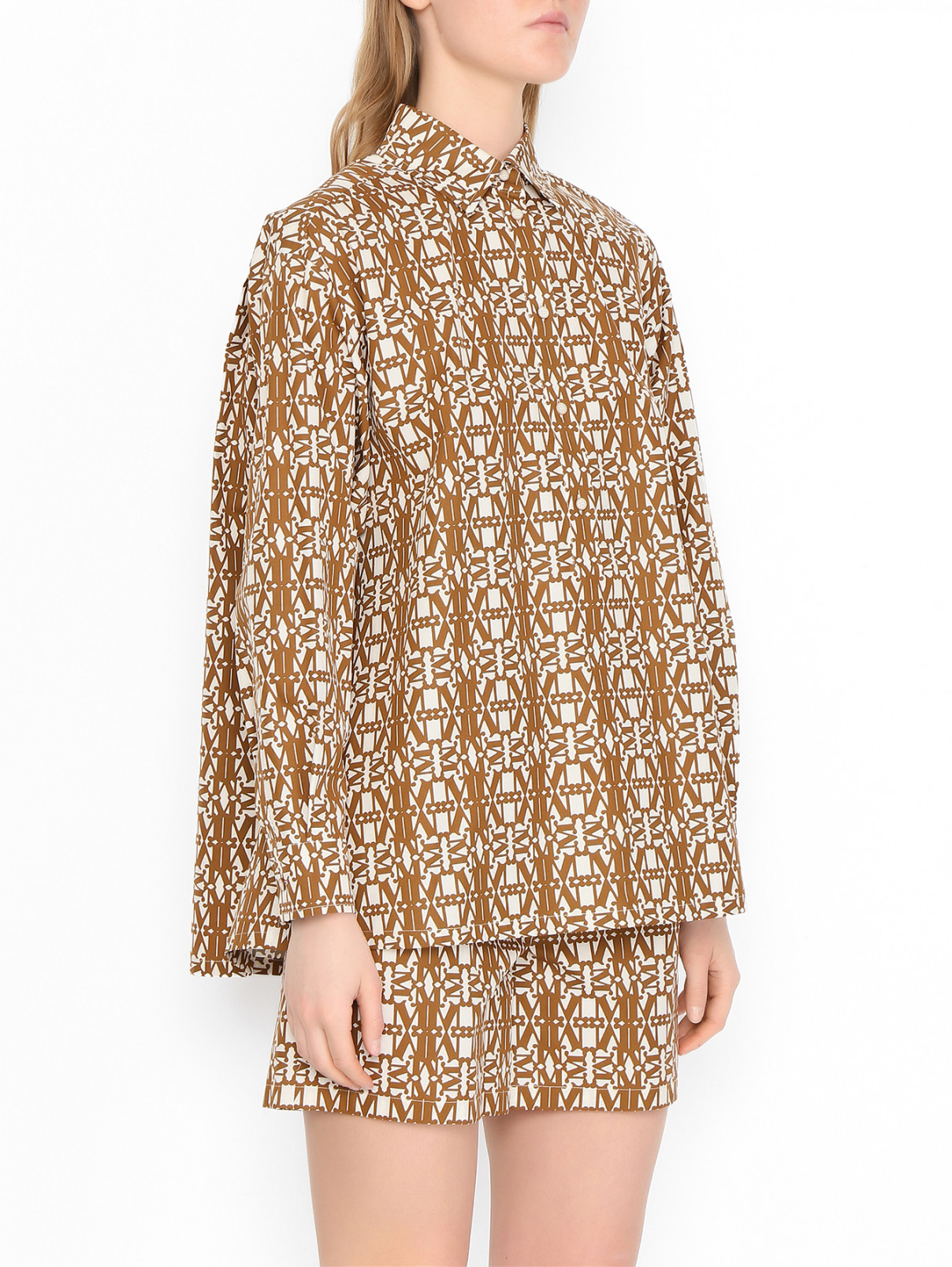 Блуза из хлопка Max Mara  –  МодельВерхНиз  – Цвет:  Коричневый