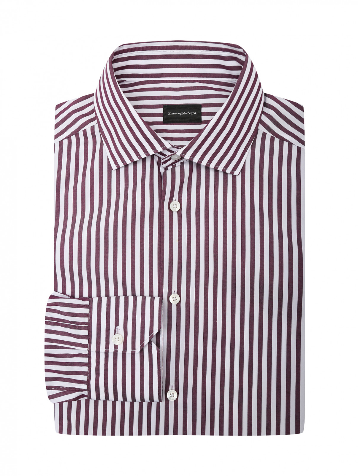 Рубашка из хлопка с узором "полоска" Ermenegildo Zegna  –  Общий вид  – Цвет:  Красный