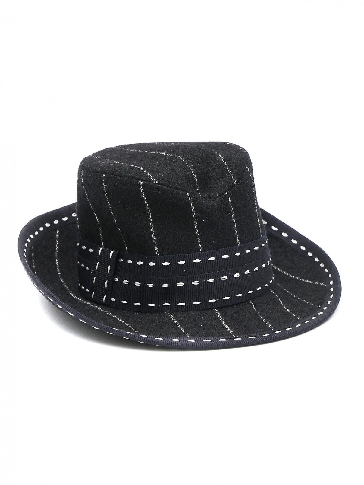 Мини-шляпа в полоску Moschino  –  Общий вид  – Цвет:  Черный