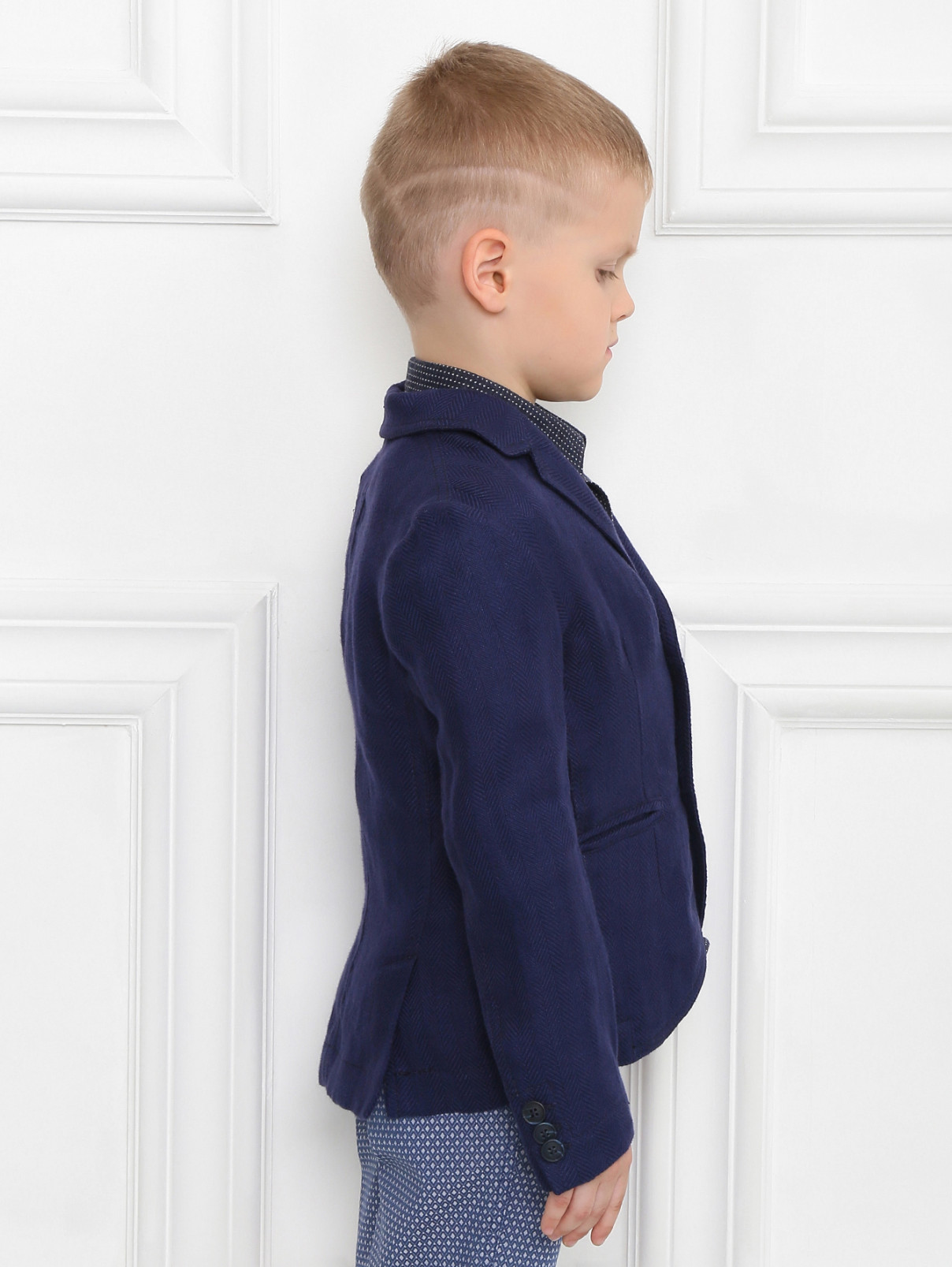 Однобортный пиджак из льна I Pinco Pallino  –  Модель Верх-Низ2  – Цвет:  Синий