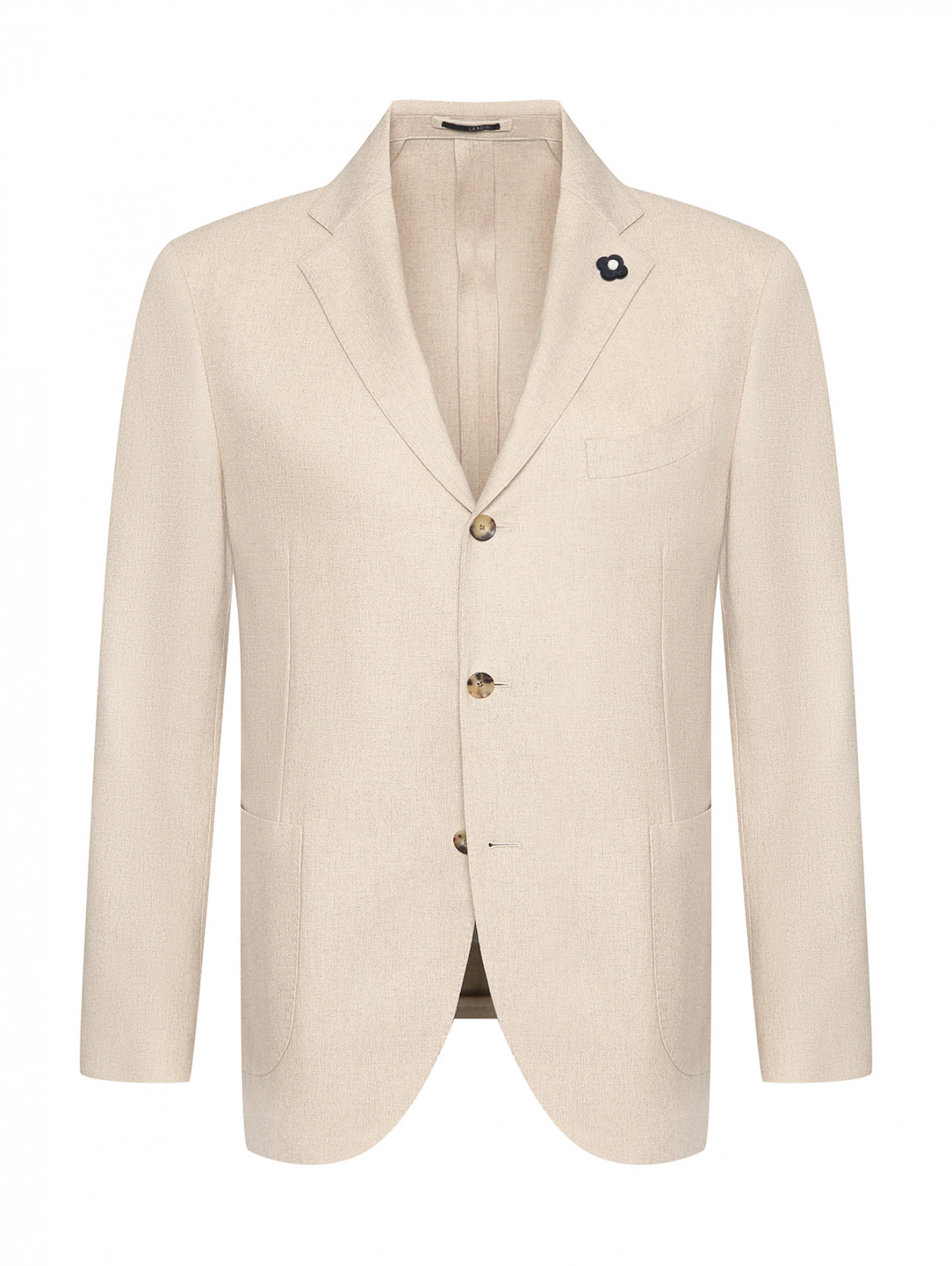 Пиджак из кашемира с карманами LARDINI  –  Общий вид  – Цвет:  Бежевый
