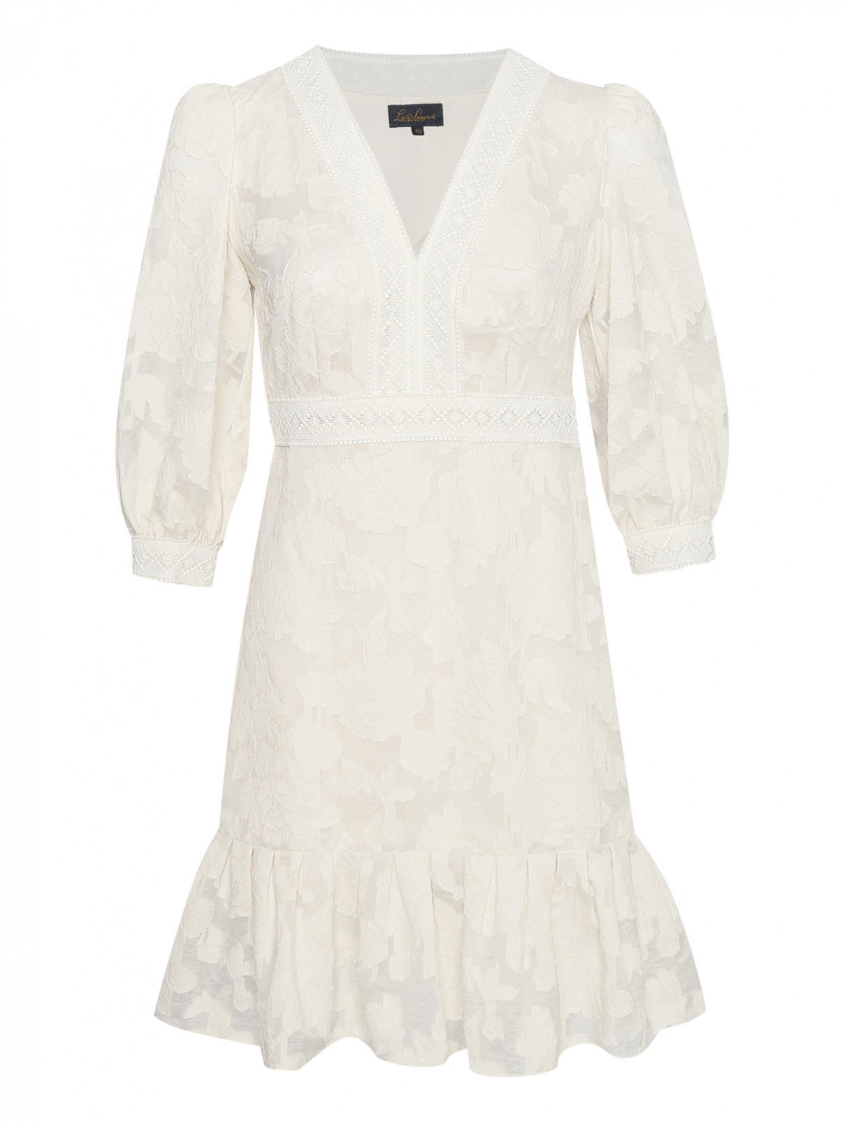 Платье-мини с рукавами 3/4 Luisa Spagnoli  –  Общий вид  – Цвет:  Белый