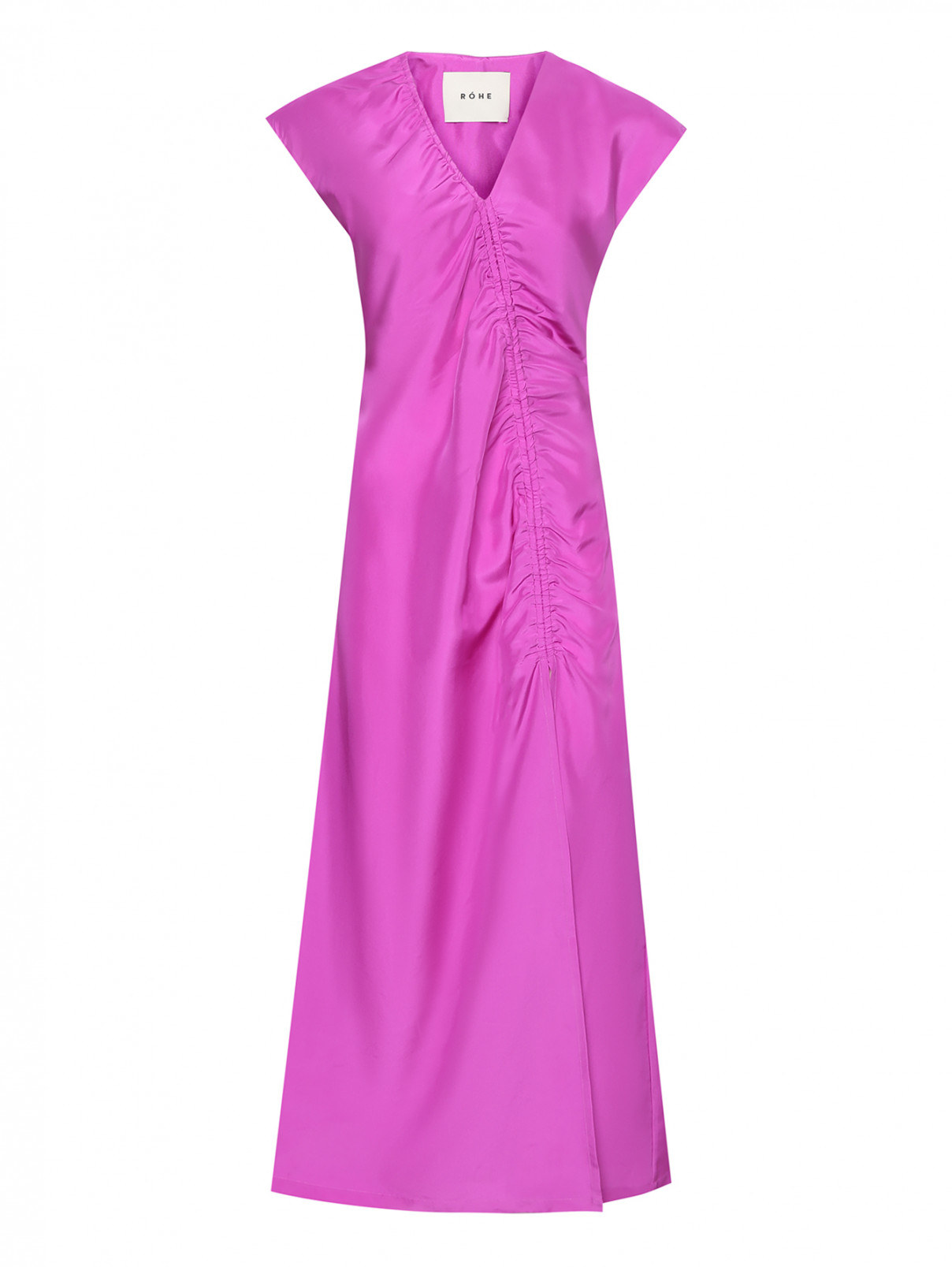 Платье из шелка со сборкой Rohe  –  Общий вид  – Цвет:  Фиолетовый