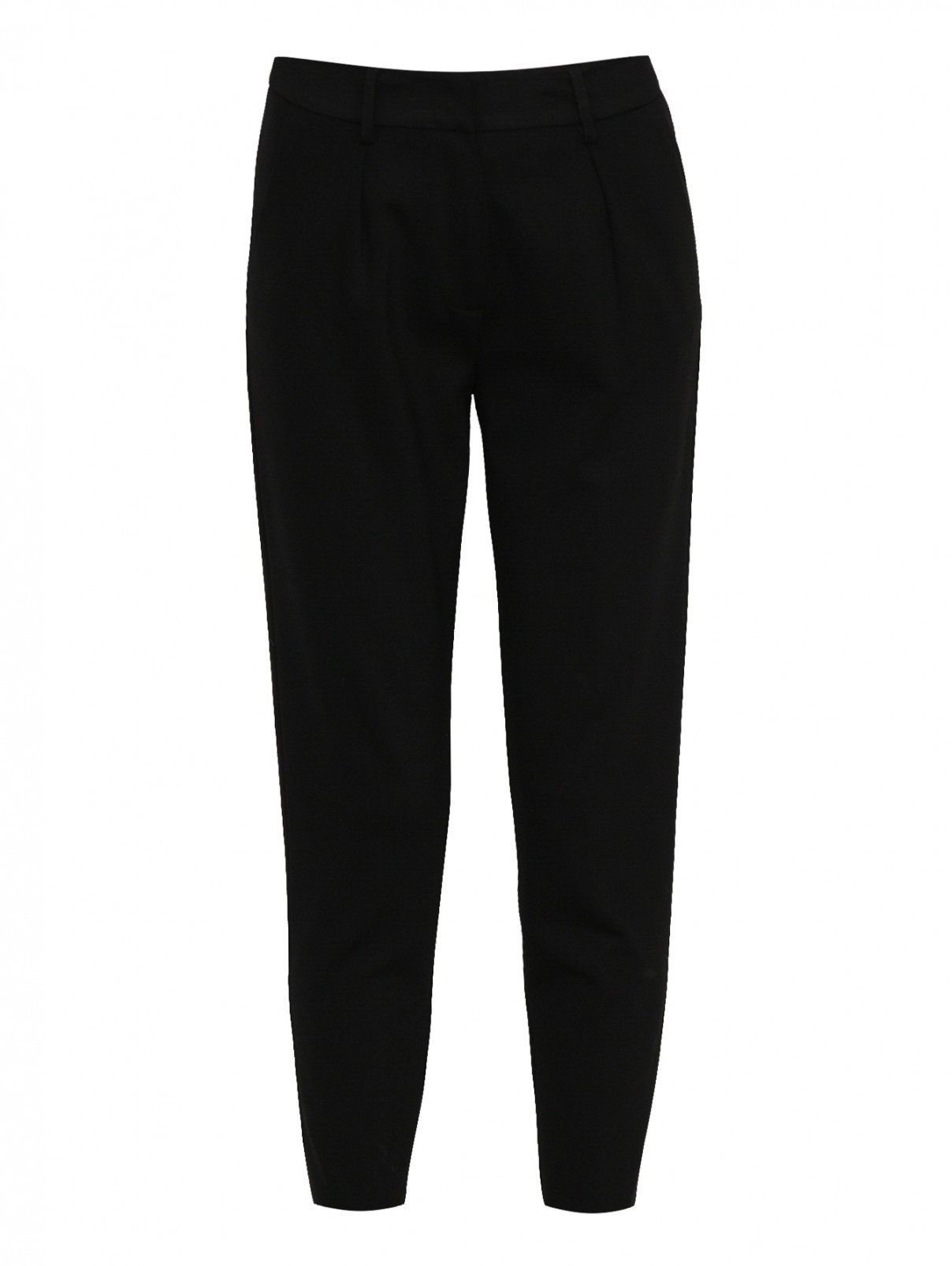 Укороченные брюки с карманами Manila Grace  –  Общий вид  – Цвет:  Черный