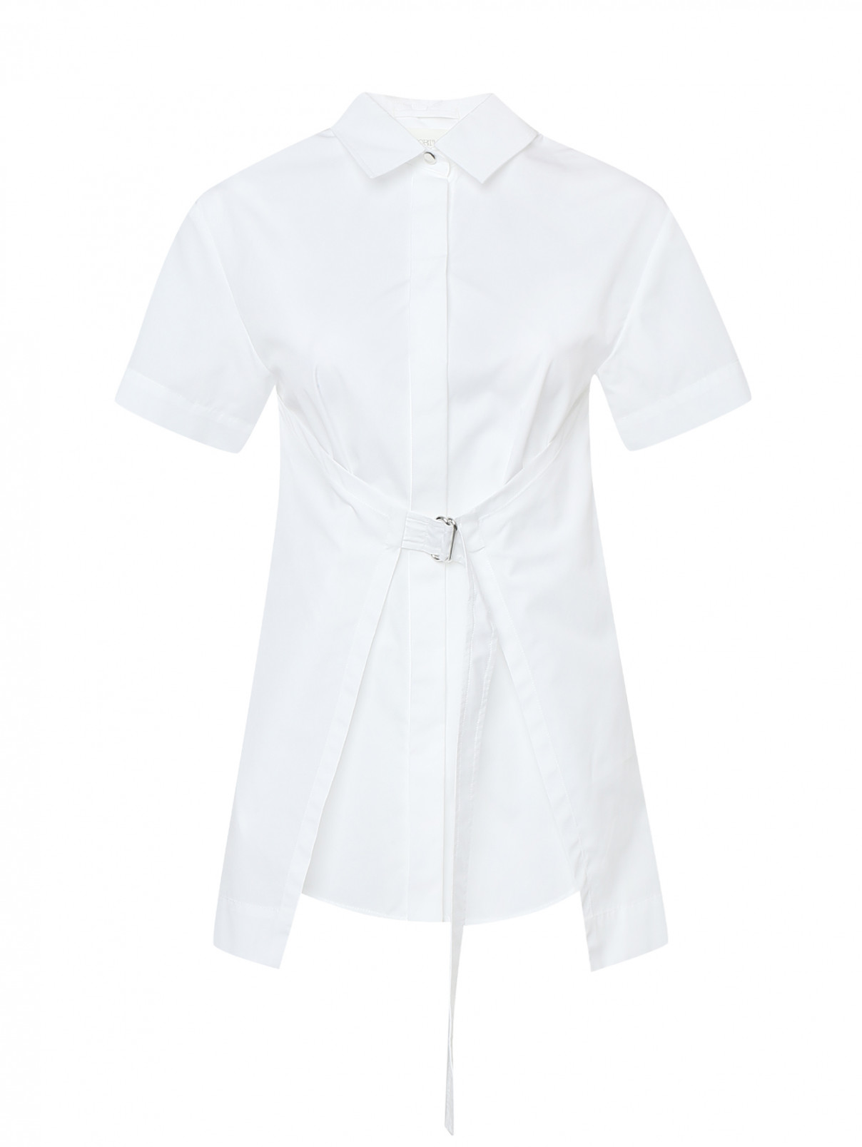 Блуза из хлопка с поясом Sportmax  –  Общий вид  – Цвет:  Белый