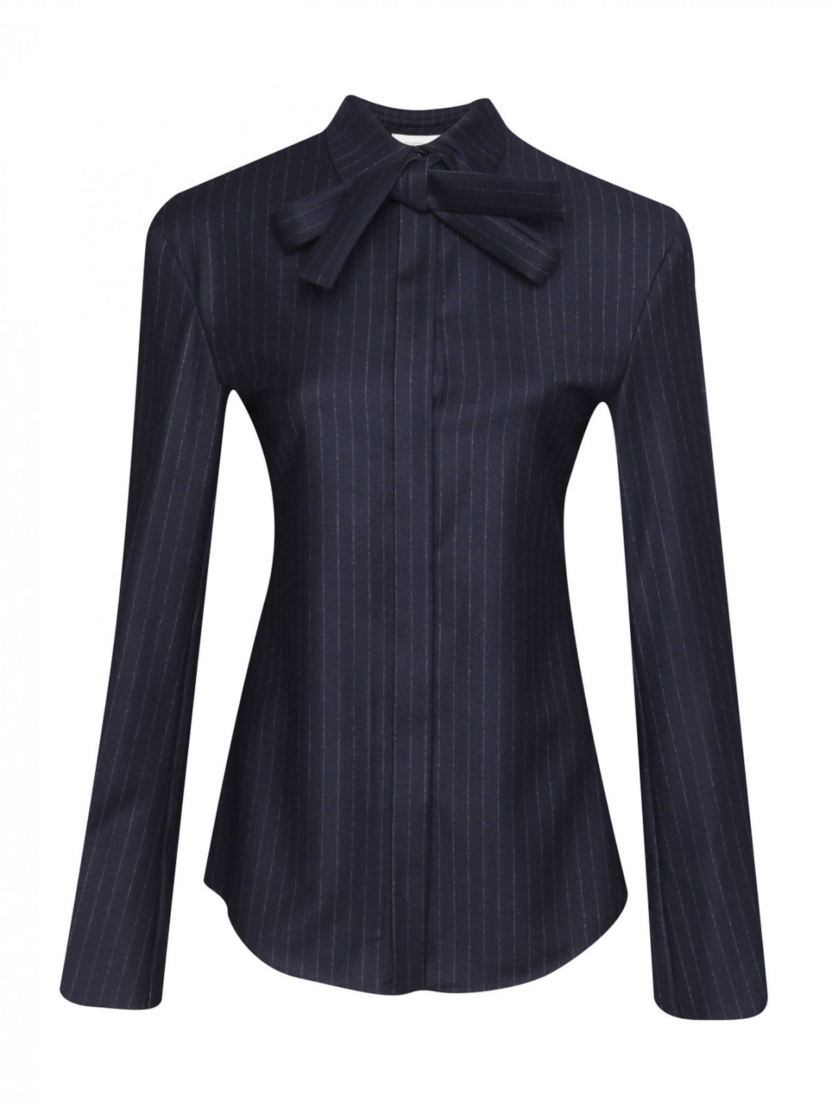 Блуза из шерсти с узором полоска Sportmax  –  Общий вид  – Цвет:  Синий