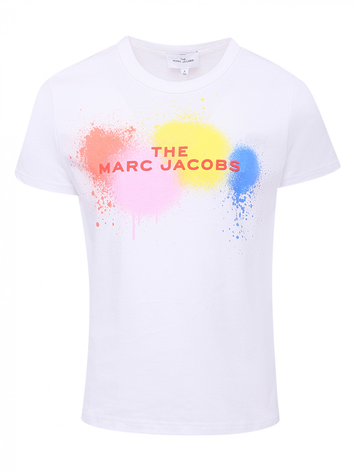 Футболка с принтом из хлопка Little Marc Jacobs  –  Общий вид  – Цвет:  Белый
