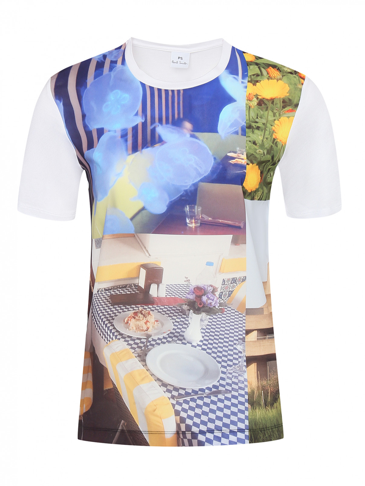 Комбинированная футболка декорированная принтом Paul Smith  –  Общий вид  – Цвет:  Мультиколор