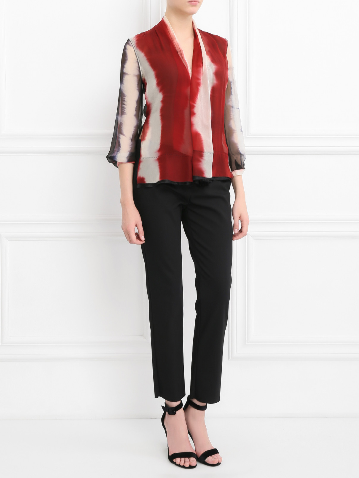 Блуза из шелка с узором Costume National  –  Модель Общий вид  – Цвет:  Узор
