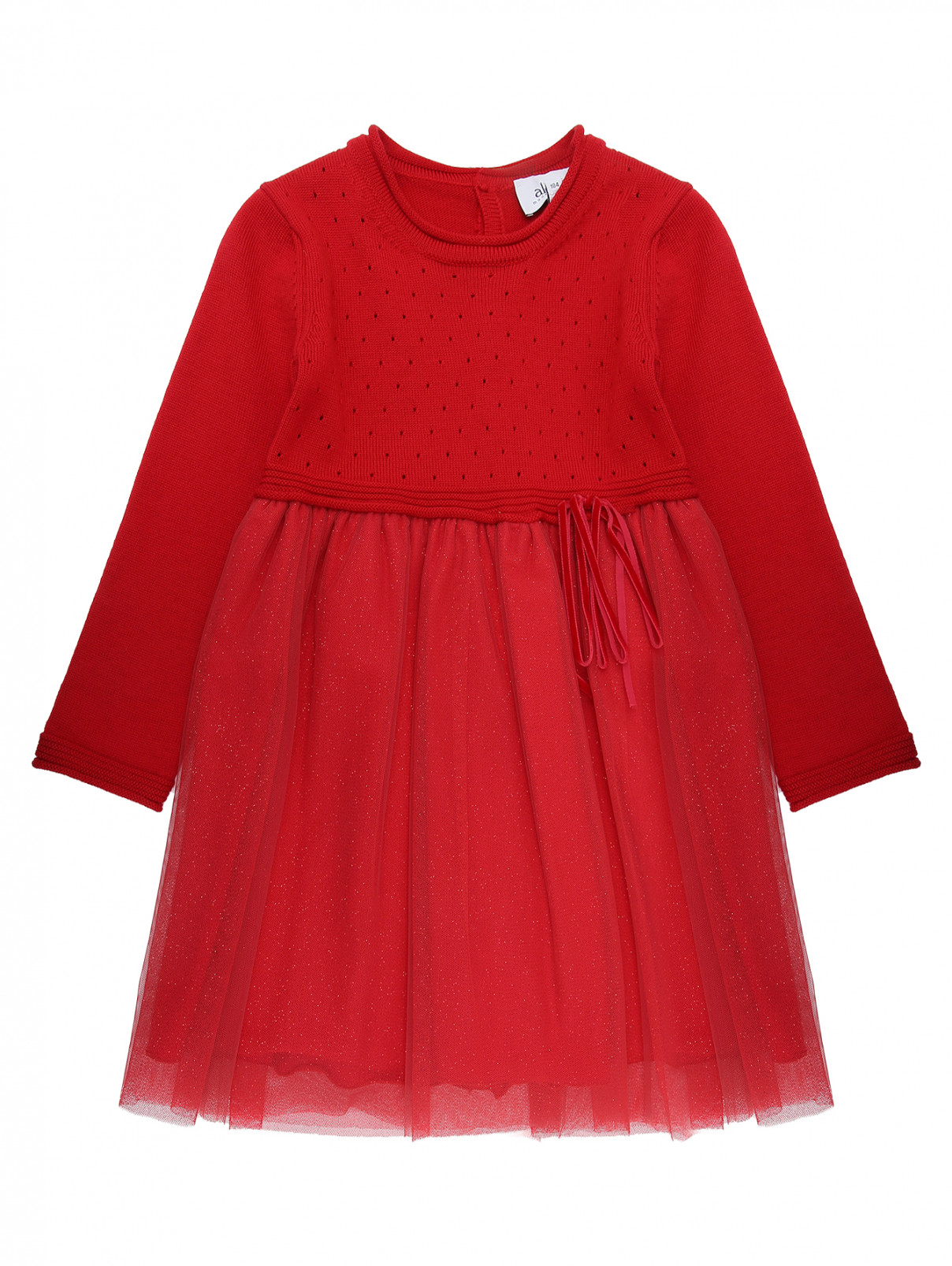 Платье с юбкой из сетки Aletta  –  Общий вид  – Цвет:  Красный