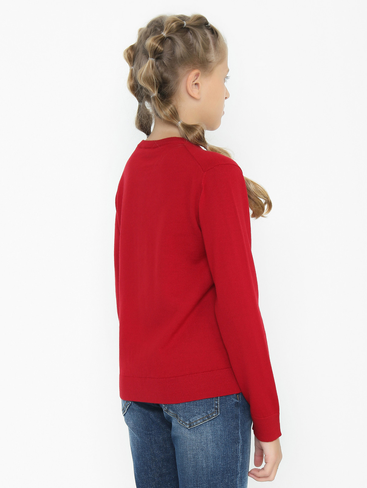 Шерстяной кардиган с аппликацией Dolce & Gabbana  –  МодельВерхНиз1  – Цвет:  Красный