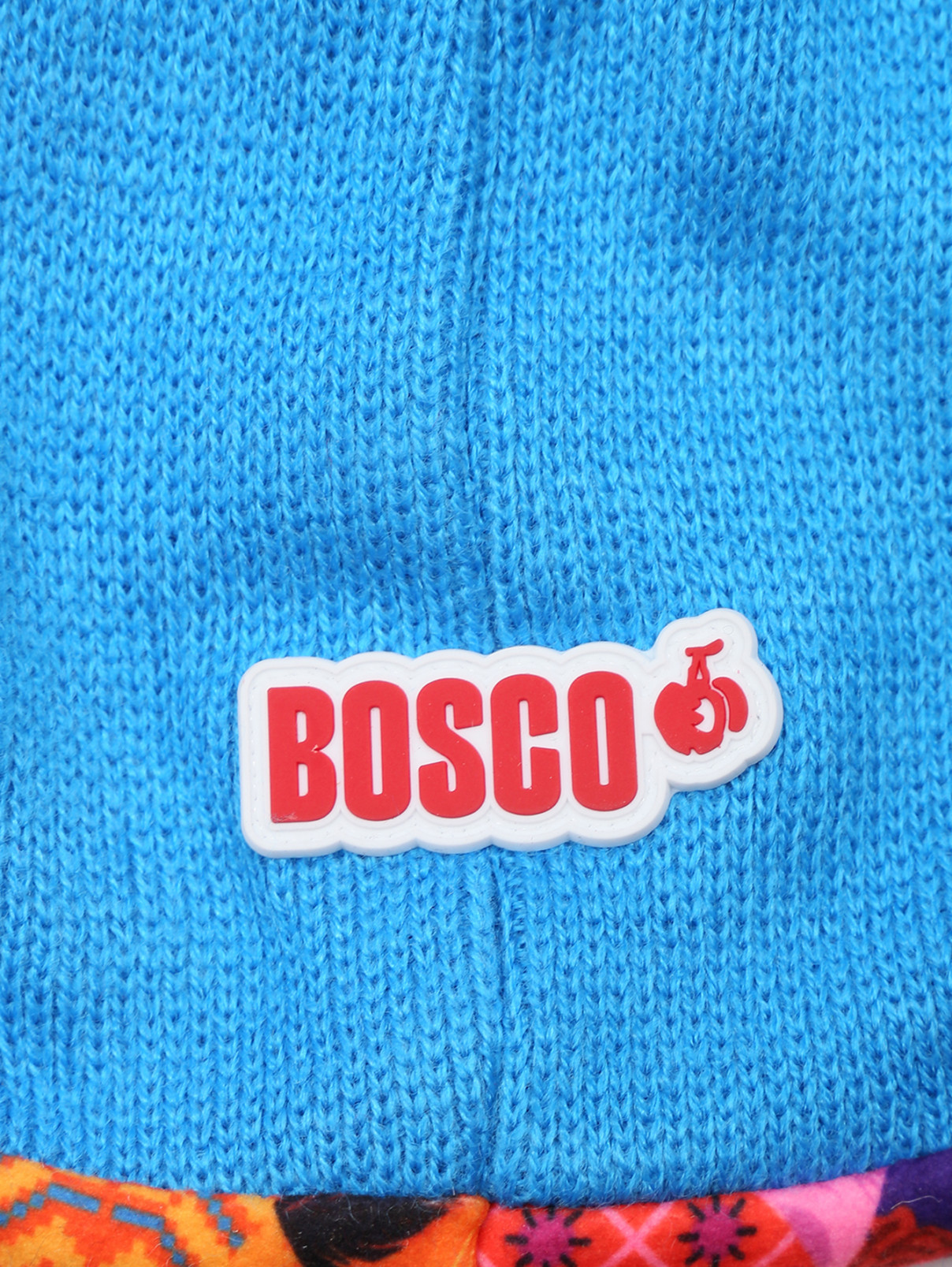 Шапка с контрастным помпоном и вышивкой Bosco Family  –  Деталь  – Цвет:  Синий