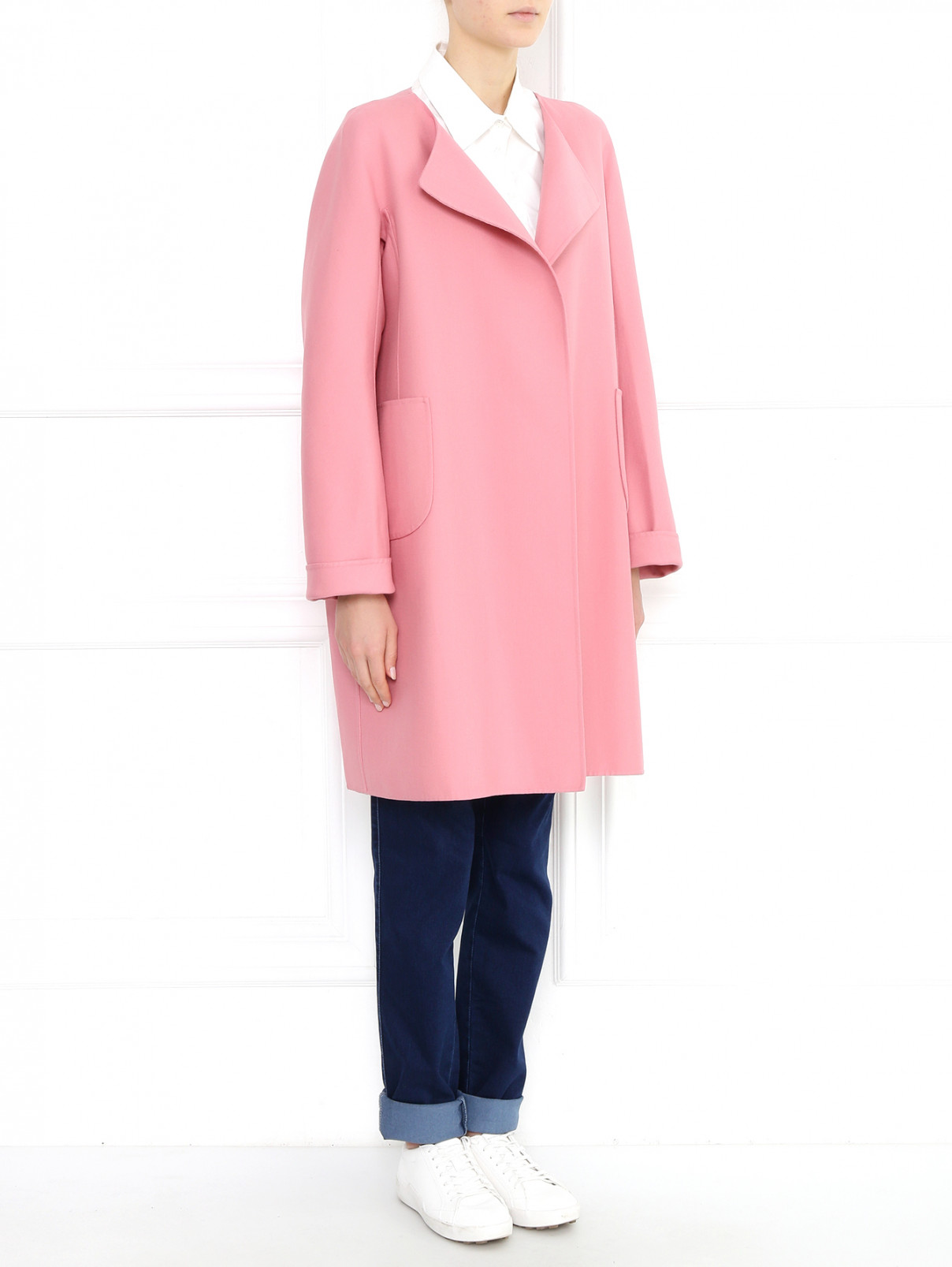 Пальто из хлопка с накладными карманами Jil Sander  –  Модель Общий вид  – Цвет:  Розовый