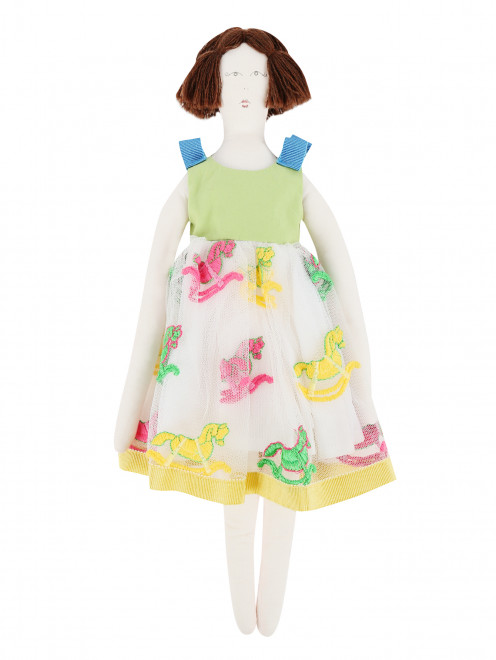 Кукла-тильда в платье с вышивкой - Общий вид