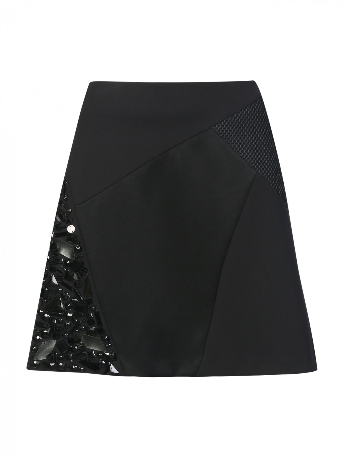 Юбка-мини с кристаллами DKNY  –  Общий вид  – Цвет:  Черный