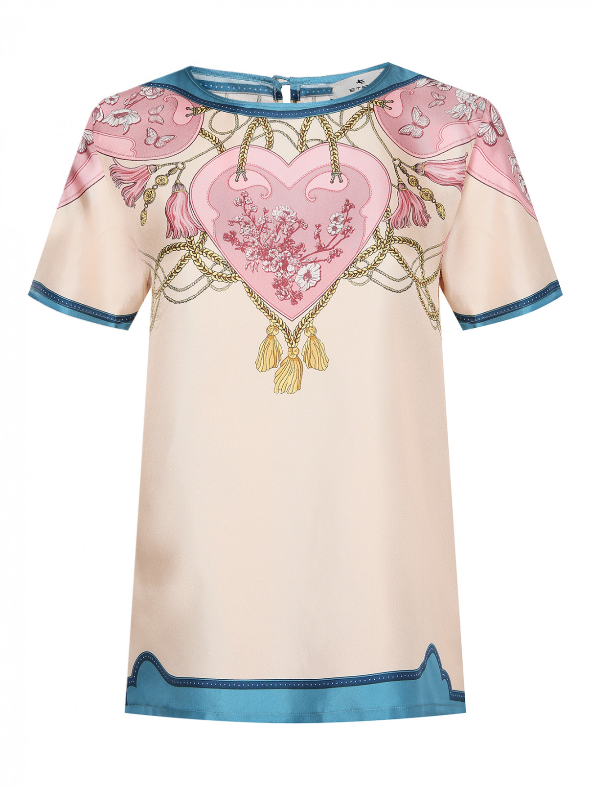 Блуза из шелка с узором Etro  –  Общий вид  – Цвет:  Розовый