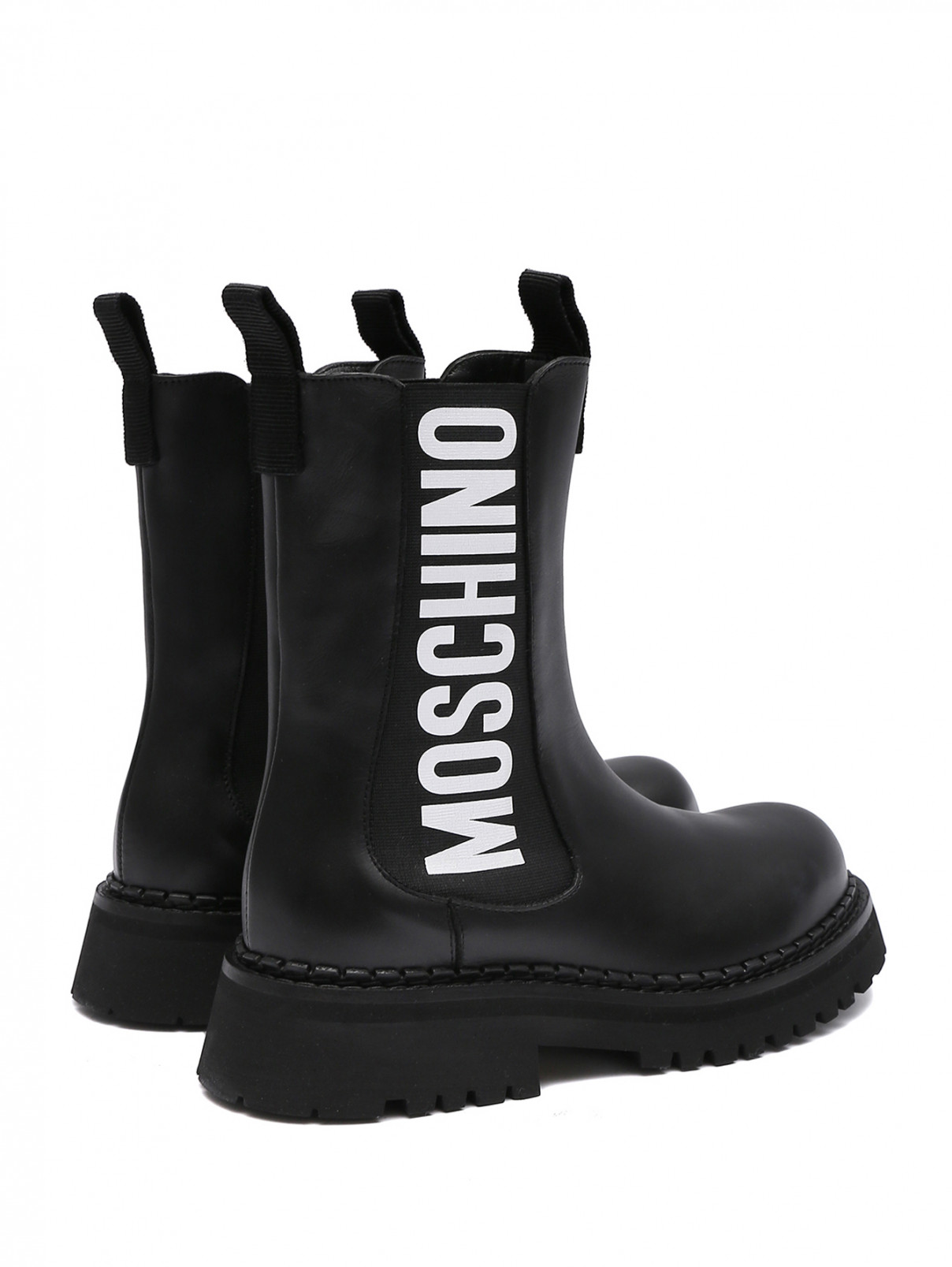 Высокие челси из кожи Moschino  –  Обтравка2  – Цвет:  Черный