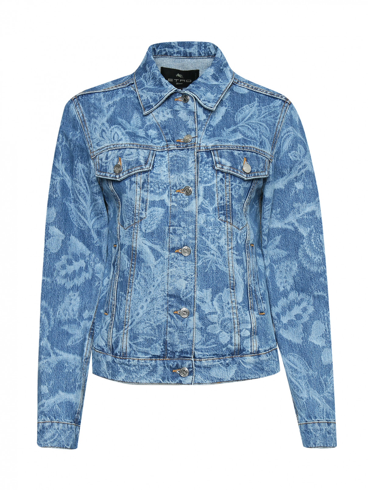 Куртка из денима с узором Etro  –  Общий вид  – Цвет:  Синий