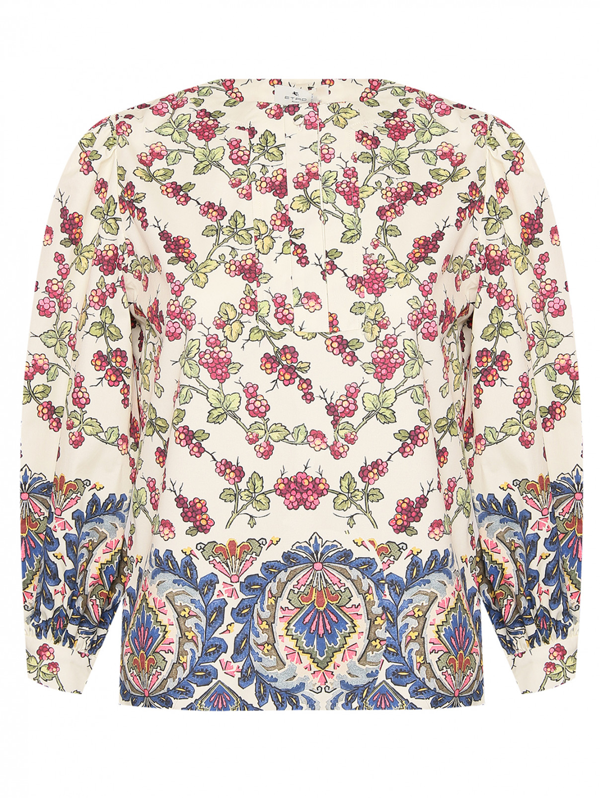Блуза свободного кроя с цветочным узором Etro  –  Общий вид  – Цвет:  Бежевый