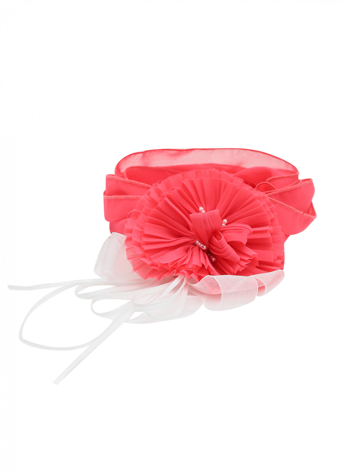 Пояс из текстиля с цветочным декором Aletta Couture  –  Общий вид  – Цвет:  Розовый