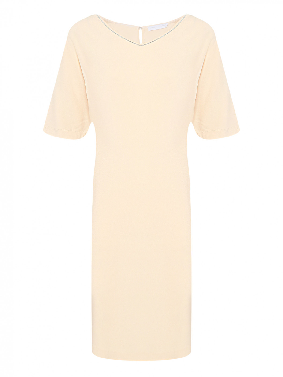 Платье свободного кроя с короткими рукавами Fabiana Filippi  –  Общий вид  – Цвет:  Бежевый