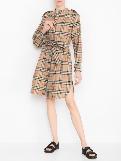 Платье-рубашка из хлопка Burberry - МодельОбщийВид