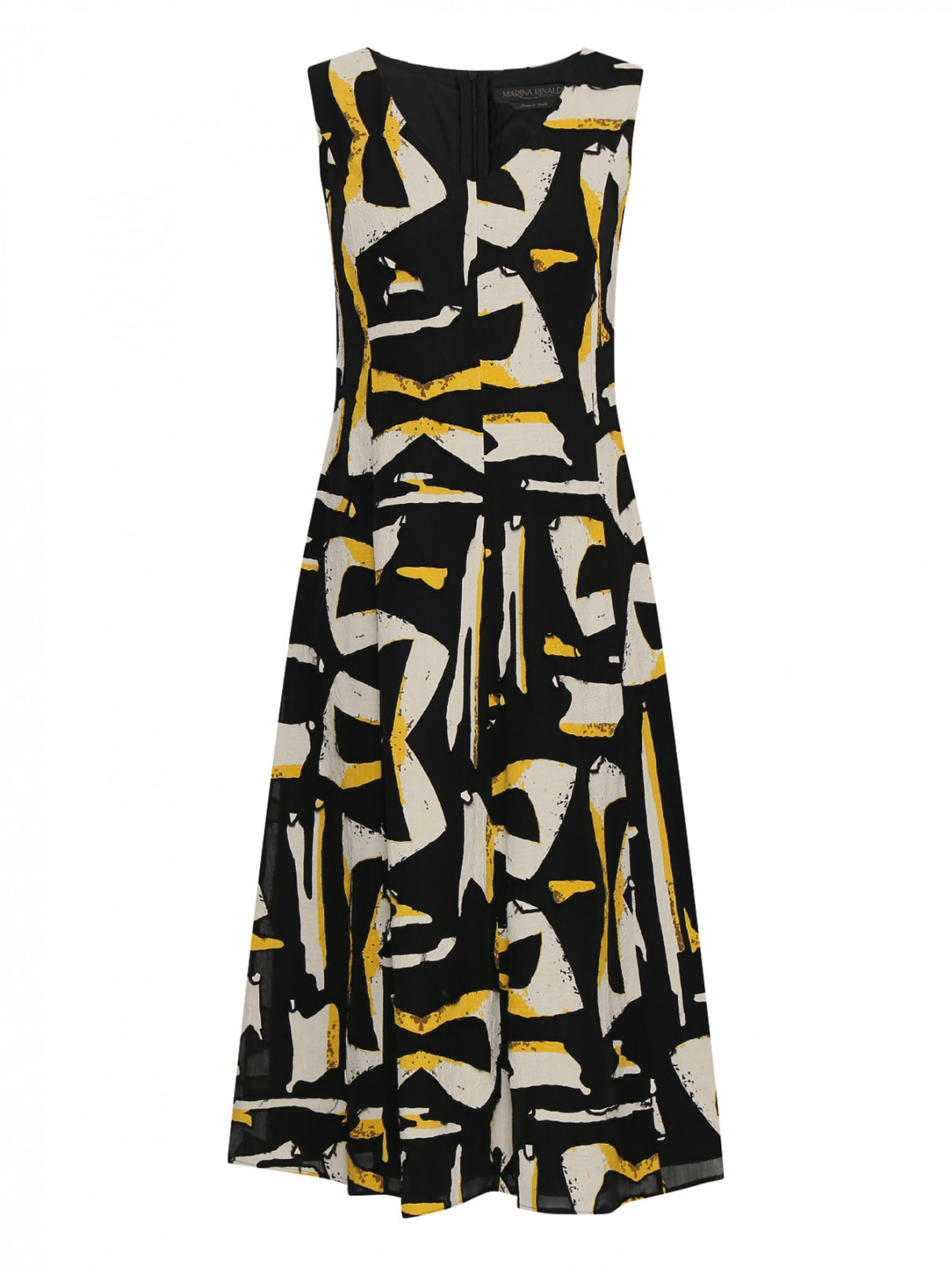 Платье с узором без рукавов Marina Rinaldi  –  Общий вид  – Цвет:  Черный