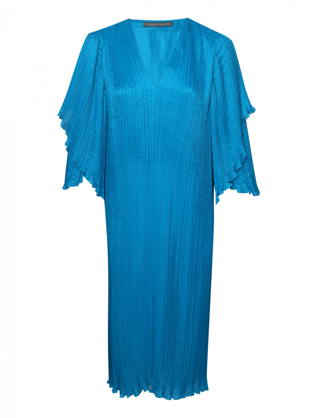 Платье плиссе из шелка Alberta Ferretti  –  Общий вид  – Цвет:  Синий