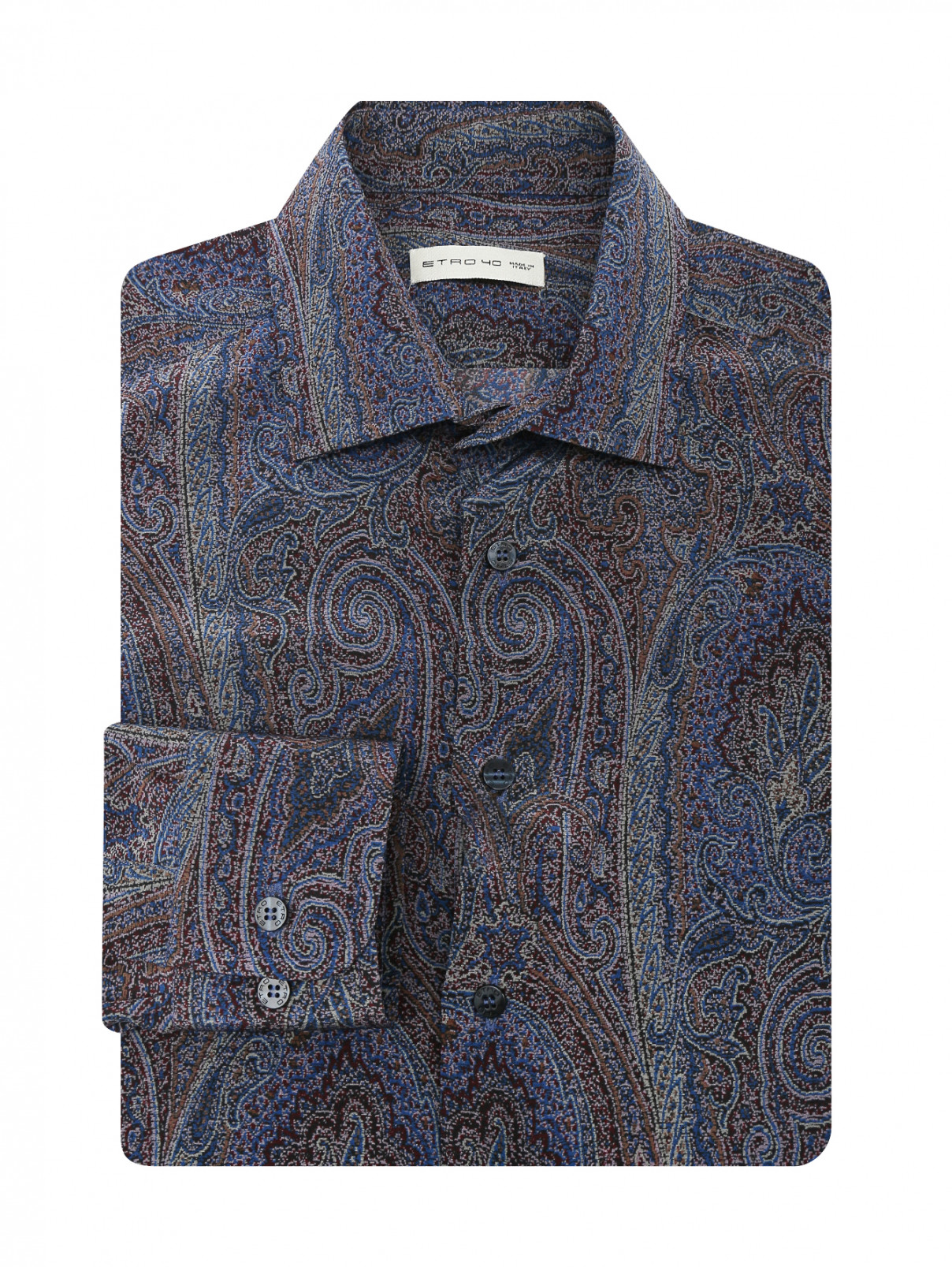 Рубашка из шелка с узором "пейсли" Etro  –  Общий вид  – Цвет:  Узор