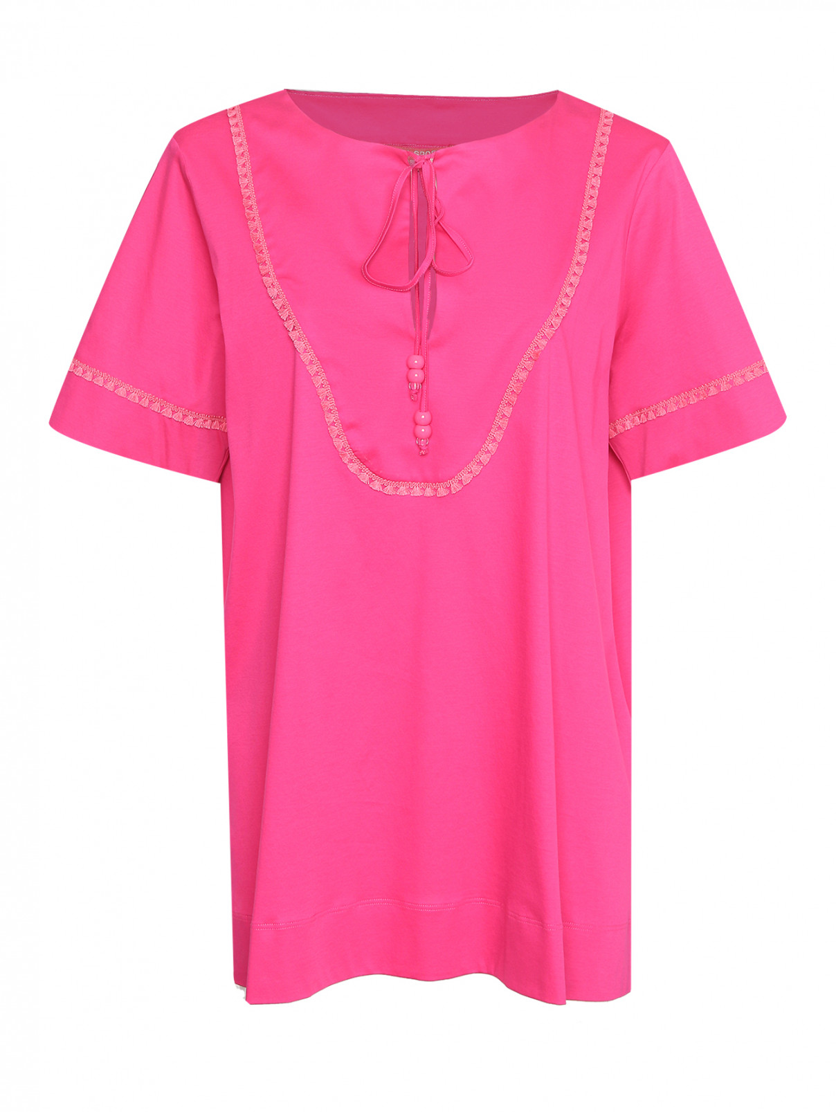 Блуза из хлопка с декоративной отделкой Marina Rinaldi  –  Общий вид  – Цвет:  Фиолетовый