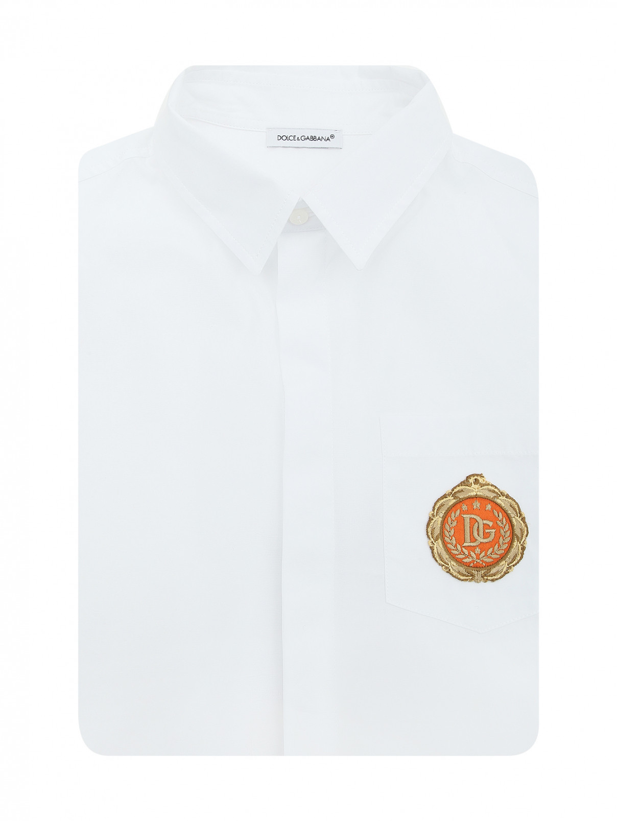 Рубашка из хлопка с логотипом Dolce & Gabbana  –  Общий вид  – Цвет:  Белый