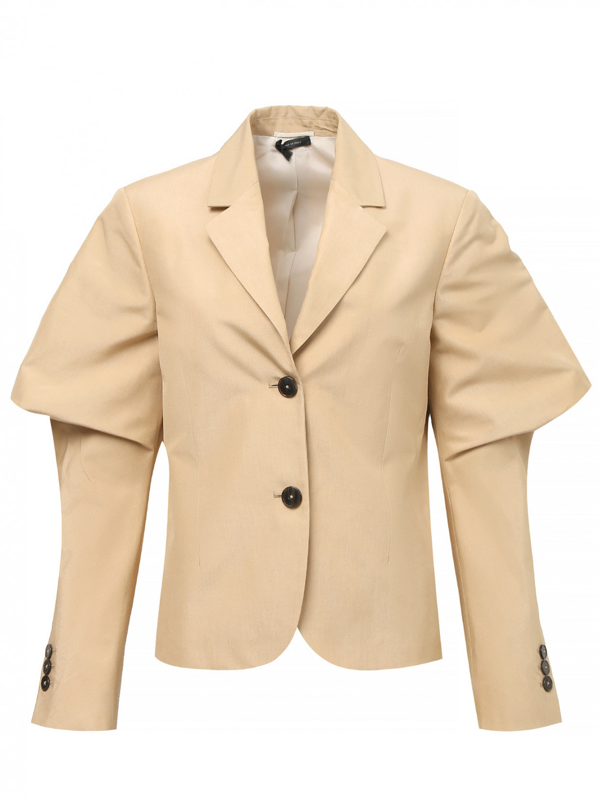 Укороченный пиджак из шелка с объемными рукавами Jil Sander  –  Общий вид  – Цвет:  Оранжевый