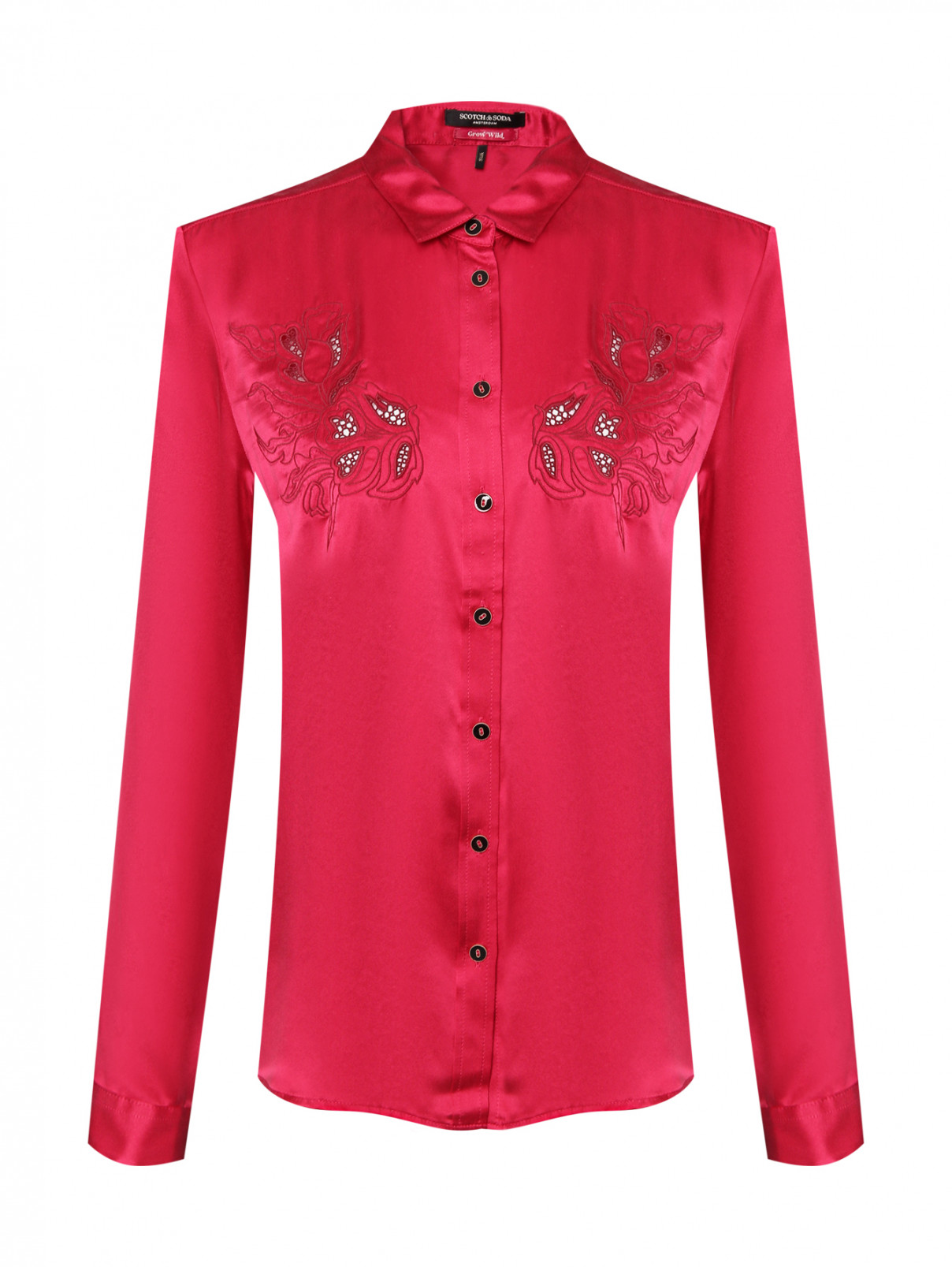 Блуза из шелка с вышивкой Scotch & Soda  –  Общий вид  – Цвет:  Розовый