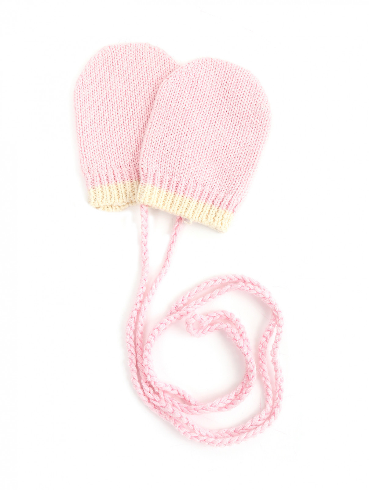 Варежки из хлопка и кашемира на шнурке I Pinco Pallino  –  Общий вид  – Цвет:  Розовый