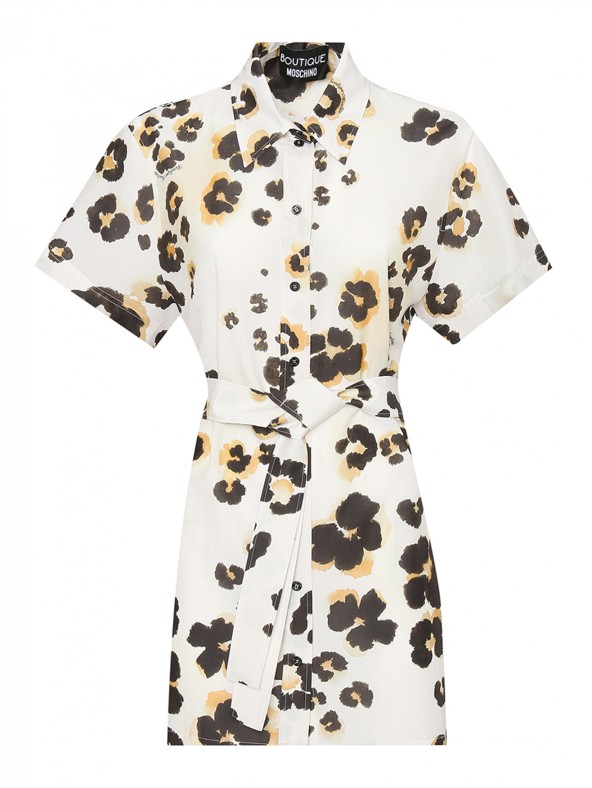 Рубашка из хлопка и шелка с узором Moschino Boutique  –  Общий вид  – Цвет:  Узор