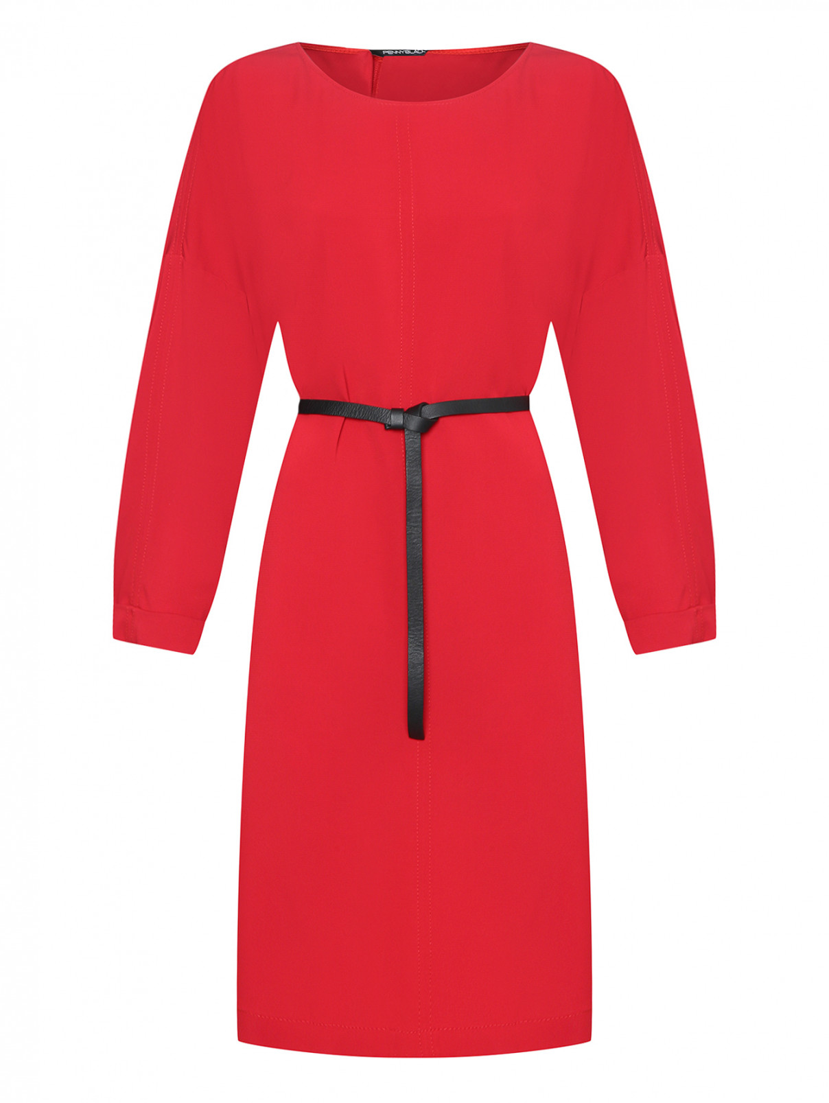 Платье свободного кроя с поясом PennyBlack  –  Общий вид  – Цвет:  Красный