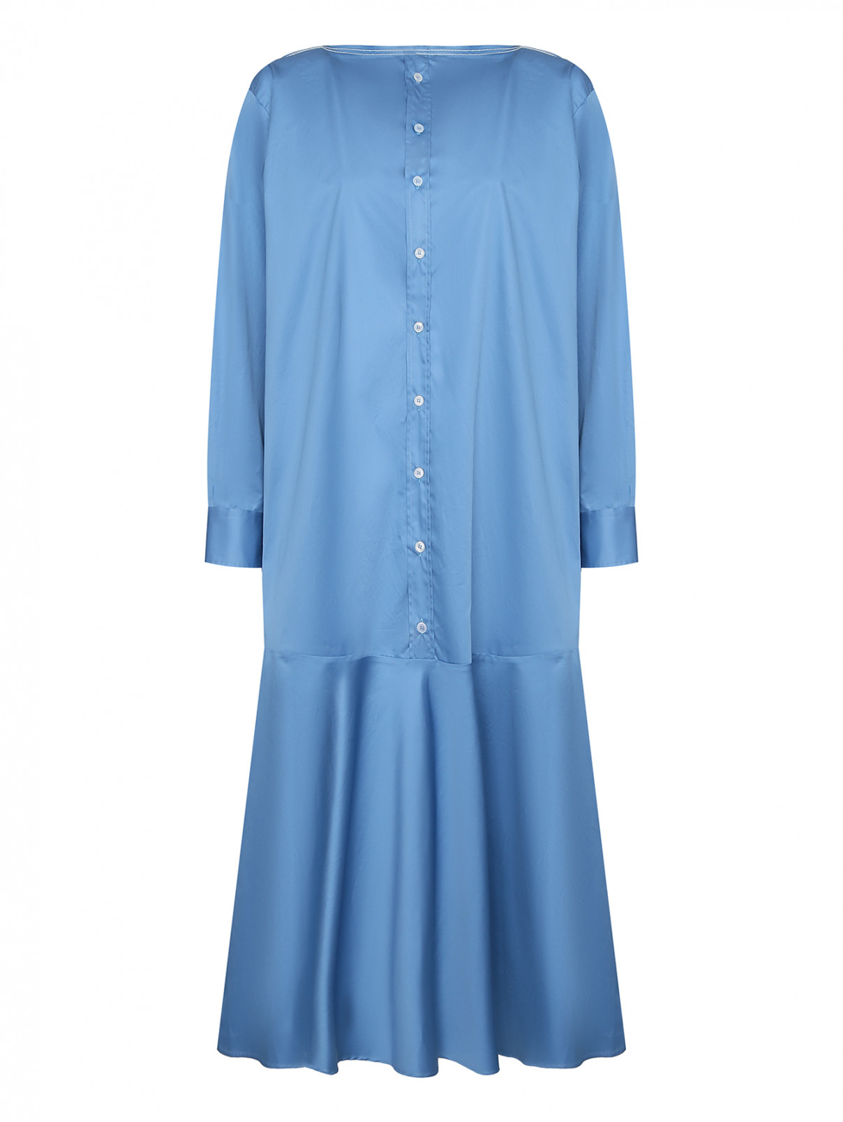 Платье-рубашка с воланом MM6  –  Общий вид  – Цвет:  Синий