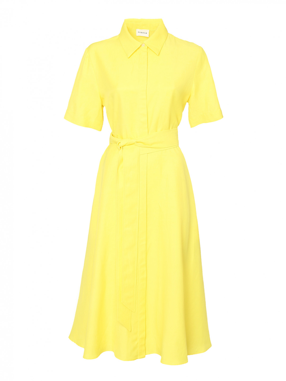 Платье с карманами и откложным воротником P.A.R.O.S.H.  –  Общий вид  – Цвет:  Желтый