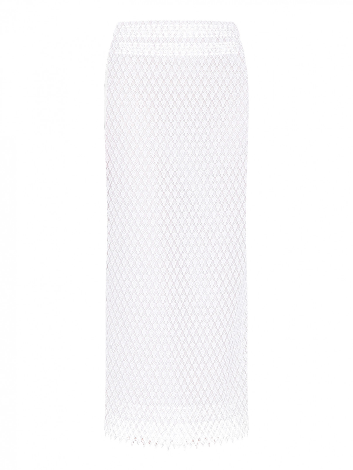 Юбка ажурной вязки с разрезом Ermanno Scervino  –  Общий вид  – Цвет:  Белый