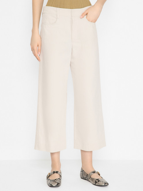 Укороченные брюки из хлопка и льна Max Mara - МодельВерхНиз