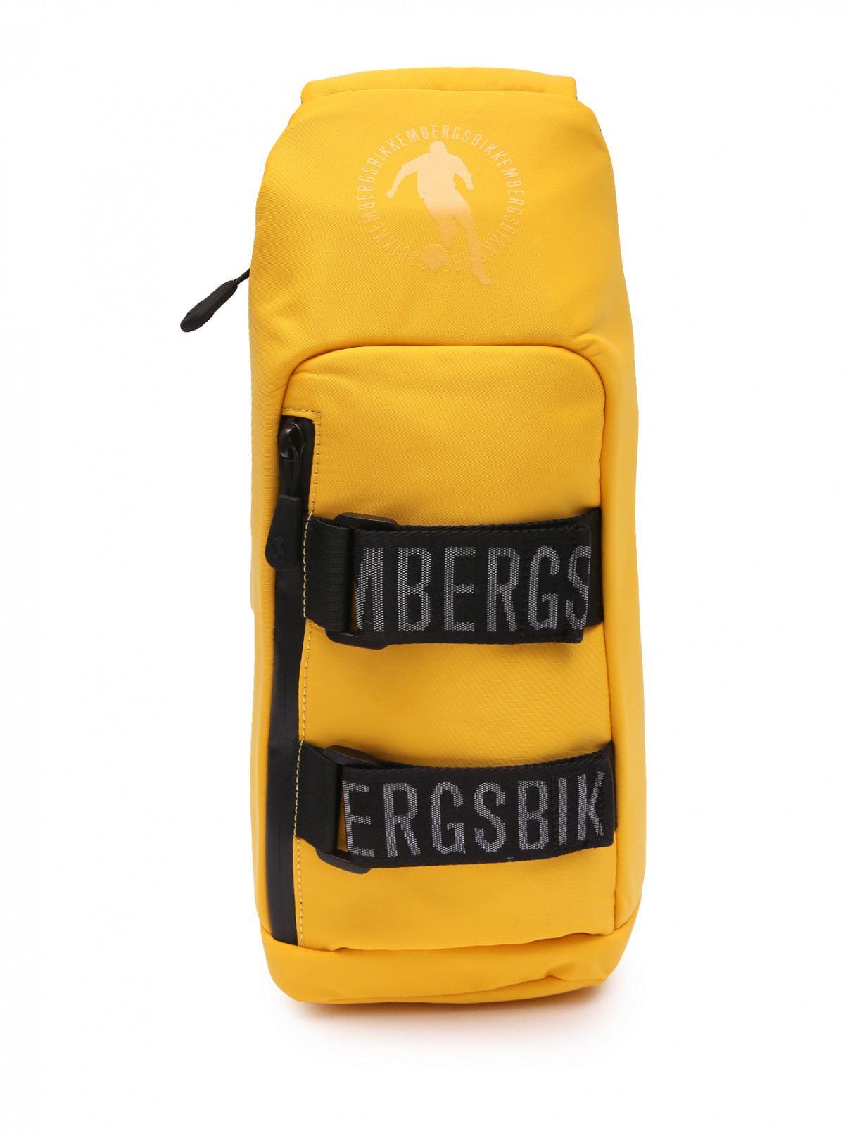 Сумка из текстиля с узором Bikkembergs  –  Общий вид  – Цвет:  Желтый