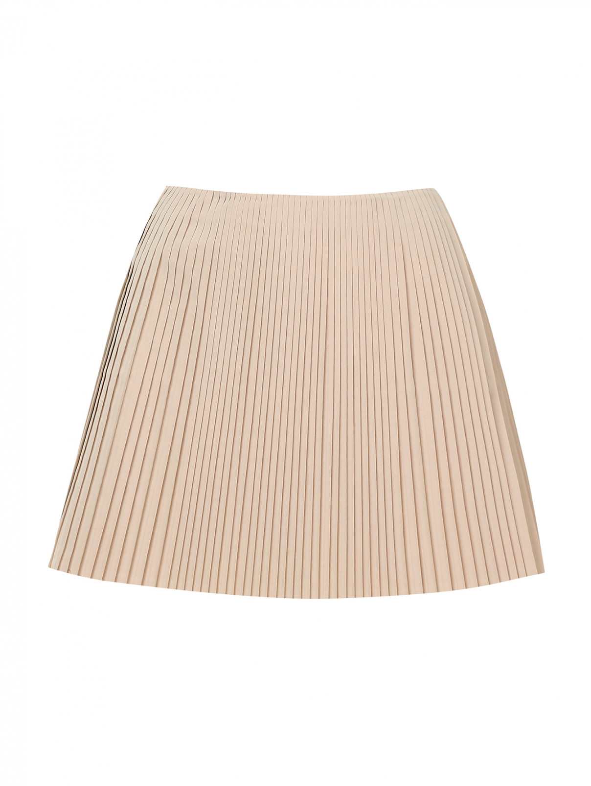 Плиссированная юбка-мини JO NO FUI  –  Общий вид  – Цвет:  Бежевый