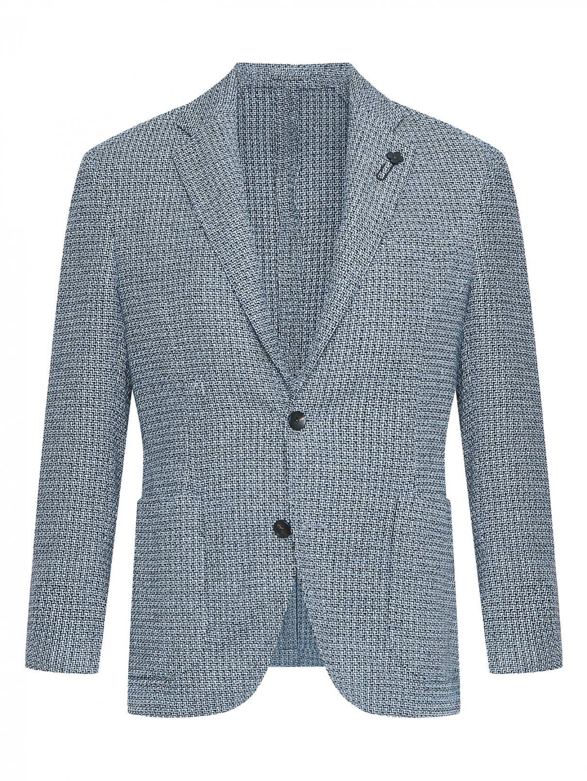 Однобортный пиджак с узором LARDINI  –  Общий вид  – Цвет:  Синий