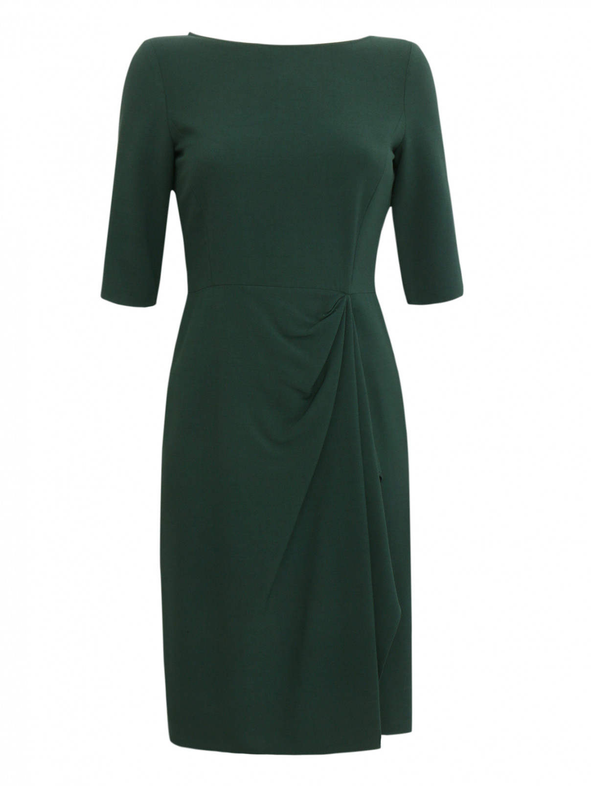 Платье-футляр с драпировкой Alberta Ferretti  –  Общий вид  – Цвет:  Зеленый