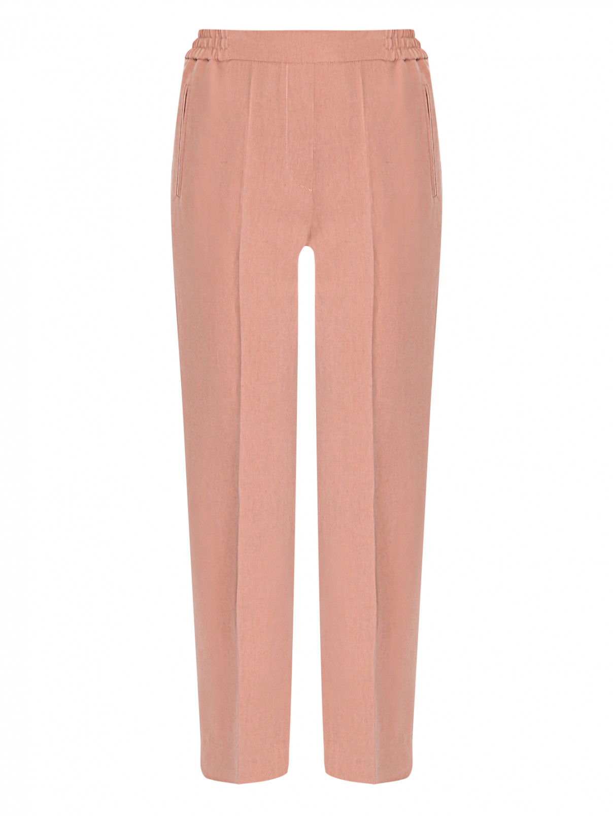 Укороченные брюки из шелка и льна на резинке Etro  –  Общий вид  – Цвет:  Розовый
