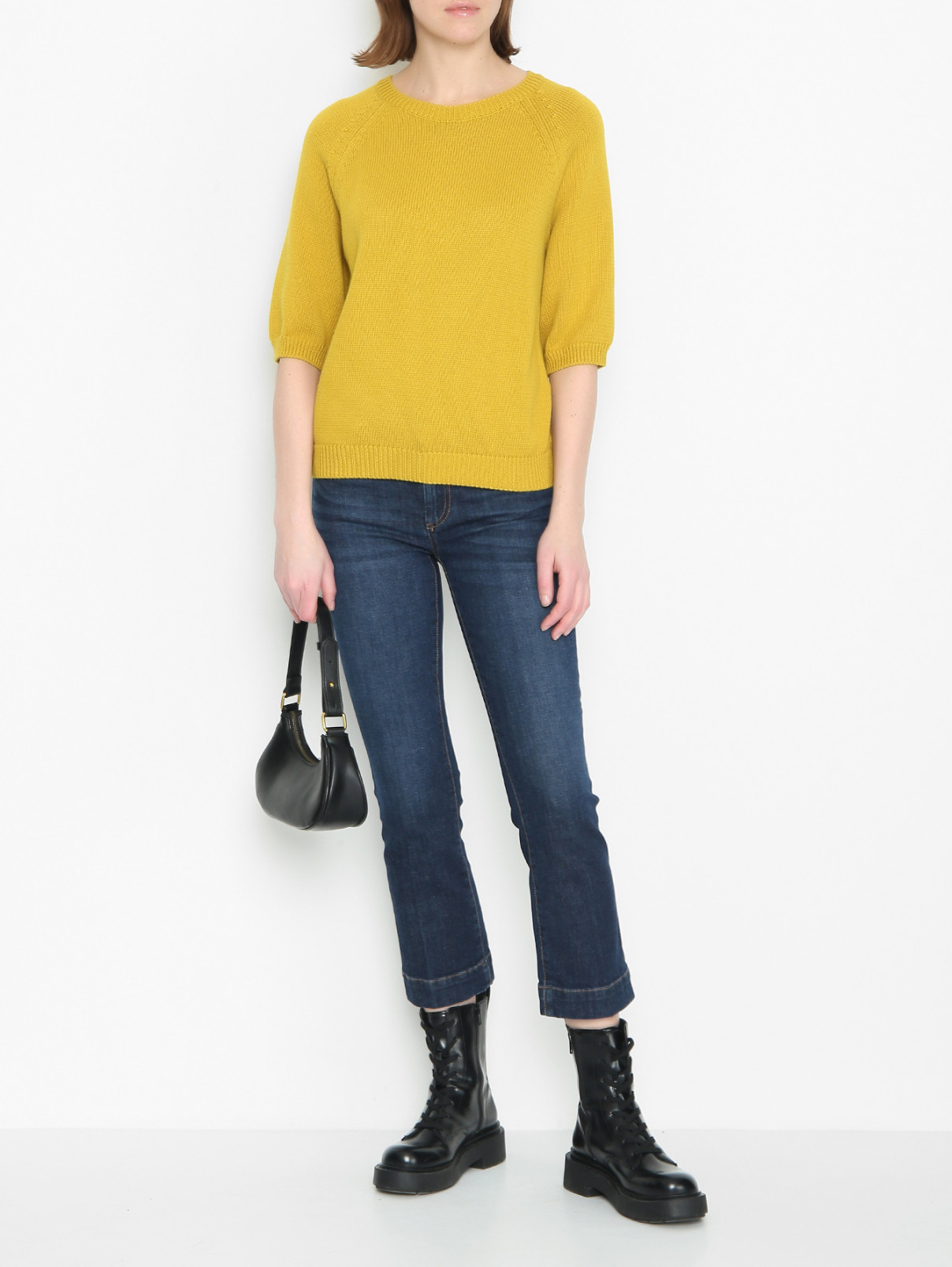 Укороченные джинсы из хлопка Sportmax  –  МодельОбщийВид  – Цвет:  Синий