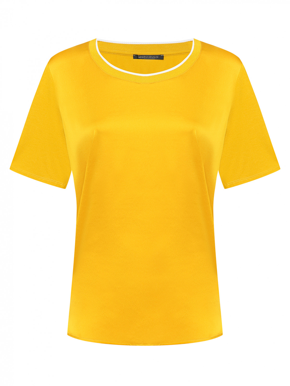 Комбинированная футболка с разрезами Marina Rinaldi  –  Общий вид  – Цвет:  Оранжевый